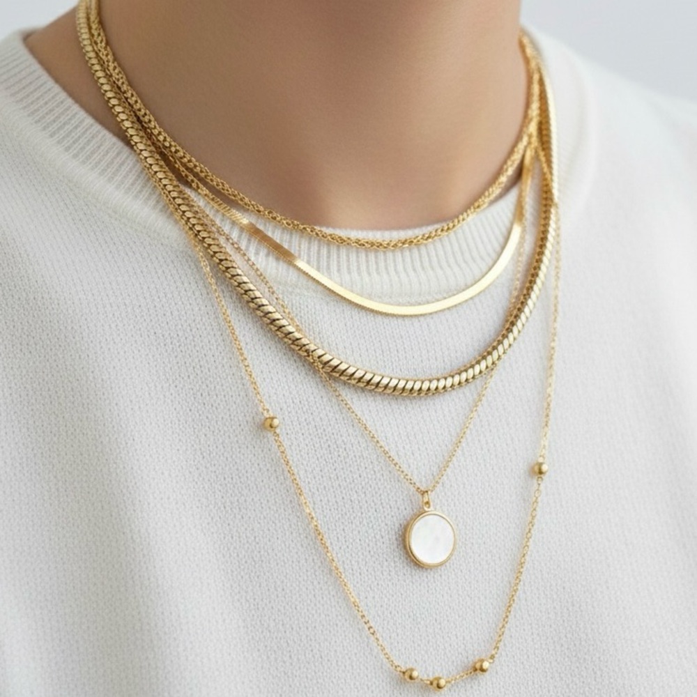 Chic 14K Gold Plated Omega Chain | Dainty Round Herringbone | Waterproof